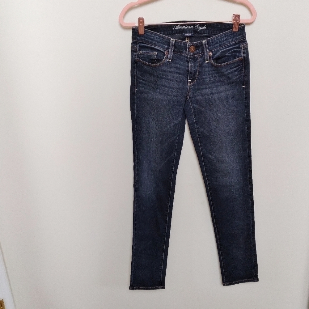 American Eagle Dark Wash Skinny Jeans Size 0 Short